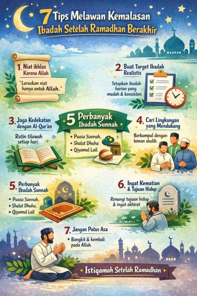 7 tips melawan kemalasan ibadah setelah Ramadhan Berakhir