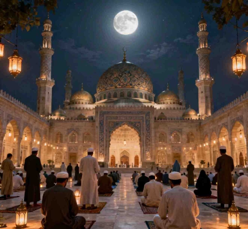 melaksaakan ibadah dimalam hari saat bulan suci Ramadhan